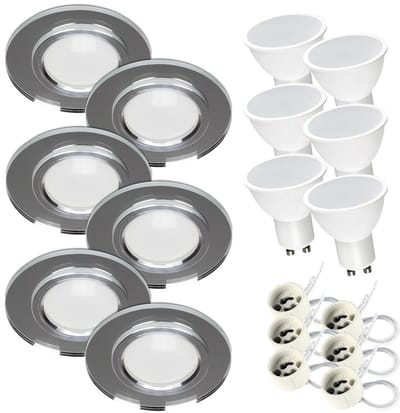Kwazar Luminaire LED-inbouwspots 230V plat 7W badkamer inbouwverlichting plafondspots plafondspots, koud wit 6000K inbouwspots voor badkamer keuken woonkamer (helder, 6 stuks)