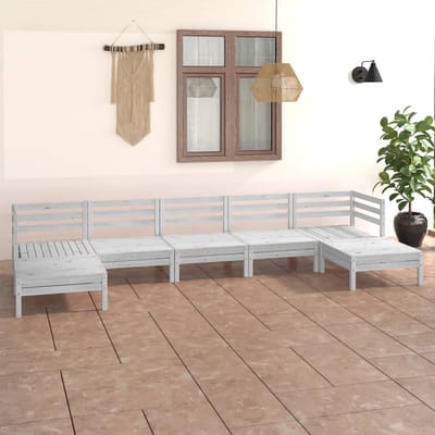 vidaXL - 7-delige - Loungeset - massief - grenenhout - wit