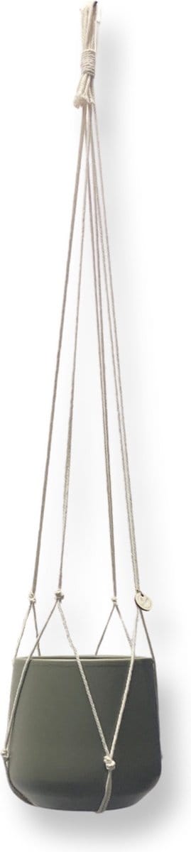 Plantenhanger Zonder Kwast - Kies Kleur en Lengte - Gebroken Wit - 80 cm lang - Katoenkoord - Geschikt voor Pot met Diameter t/m 20 cm - Handgemaakt in ons Macramé Atelier - Prijs per Stuk - Let op: Exclusief Pot - Inclusief Verzendkosten