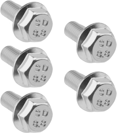 Dailygoods - Linkse Schroefdraadschroeven - M8 x 18 mm - Volledige Schroefdraad - Zeskantflensschroeven - Zilverkleurig - Voor Boormachines - 5 Stuks