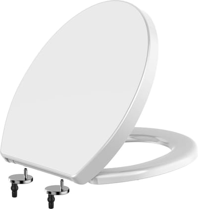 WHYFONE Soft Close Toilet Seat Wit Ovaal - Zacht Sluiten - Quick Release - Eenvoudige Reiniging - Top Fixing - Verstelbare Scharnieren - Standaard O-vorm Toiletdeksel - Loo Seat