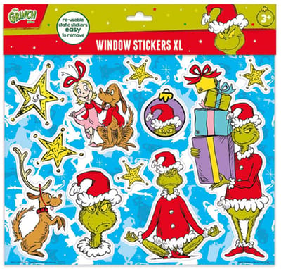 the Grinch Totum raamstickers XL - verplaatsbare niet permanente herbruikbare stickers - creatief speelgoed vanaf 3 jaar raam deco