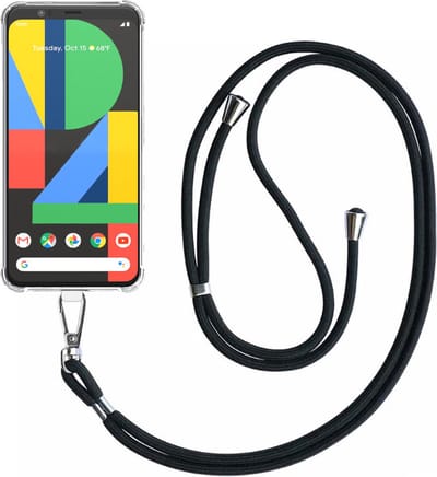 Telefoonhoesje Geschikt voor Google Pixel 4 XL Transparant ShockProof met Afneembaar Universeel Telefoonkoord - Cover Case Siliconen ShockProof with Lanyard - Smartphonica geschikt voor Google Pixel 4 XL