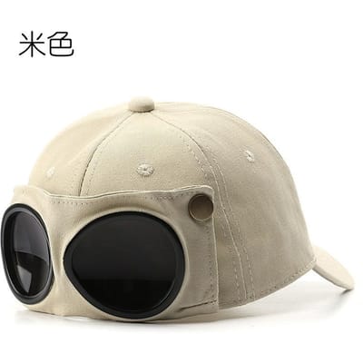 Chapeau de Pilote Mode Ins Version Coréenne Lunettes Personnalité Casquette de Baseball Lunettes de Soleil Homme Pare-soleil Printemps Été Chapeau Polyvalent 57CM beige