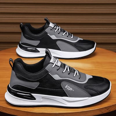Heren leren top casual sport forrest schoenen trend ademend canvas heren platte schoenen 39 zwart
