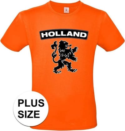 Oranje Holland shirt met zwarte leeuw grote maten shirt heren 3XL