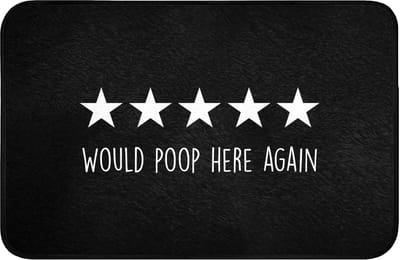 WC mat 60x40 cm - Antislip - Quotes - Would poop here again - Humor - Zwart - Spreuk - Toiletmat - Vloermat - Douchemat - Toilet tapijt - Toiletmatten