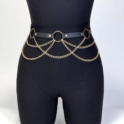 Mode Riem Vrouw Straatstijl Tailleketting Kwastjes Riem Verstelbaar Casual Decoratieve Buikketting Gotische Kleding Accessoires black