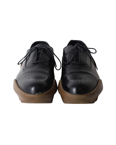 Prada Platform Brogues in Zwart Leer