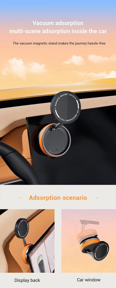 GadgetKing Premium Auto Telefoonhouder – Magnetische 360° Draaibare Vacuum Suction Houder – Universele Smartphone Car Mount – Super Kwaliteit - ZWARTE RING