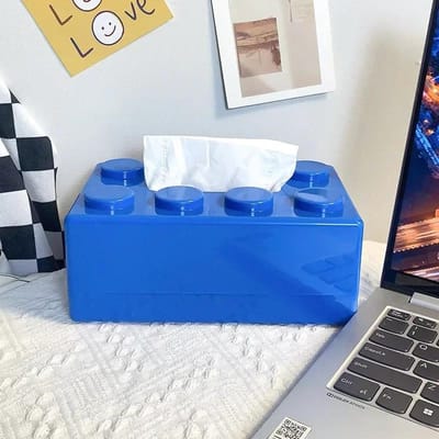 Bouwstenen Tissuebox Creatieve Ponsvrije Wandgemonteerde Tissuebox Veer Papierhanddoekhouder Badkamer Waterdichte Tissuebox