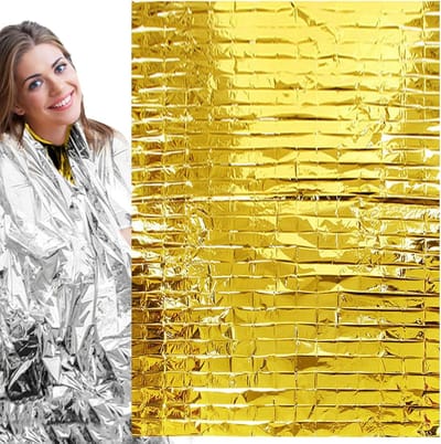 Nooddeken Warmtedeken - Thermische deken - Outdoor survival - Waterdichte bescherming - 130 cm - Goud zilver