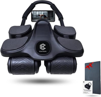 Buikroller met Elleboogsteun - AB Wheel Buikspiertrainer - Stabiele Core Trainer - Inclusief Kniekussen - Fitnessapparaat voor Thuis