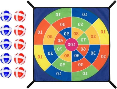 Trampoline Dartspel - Werpspel Set - Familie Plezier - Robuuste Hechting - 74 x 74 cm - Meerkleurig