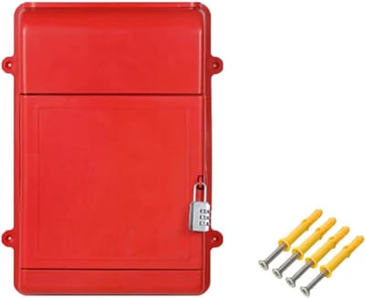 Brievenbus Muurmontage - Postbak Wand Suggestiebus - Thuis Kantoor - Combinatieslot Beveiliging - 345 x 26 x 10 cm - Rood