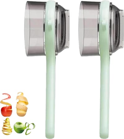 Gloednieuwe keukenfruitschiller met opbergdoos - 2026 Nieuwe groenteschiller met houder - Dubbelzijdige roestvrijstalen multifunctionele schiller - Maakt het bereiden van maaltijden sneller en gemakkelijker - Groen - 2 stuks