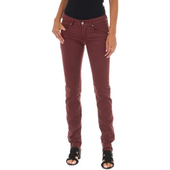 Lange jeansbroek met smal gesneden zomen 10DBF0475-B088 vrouw