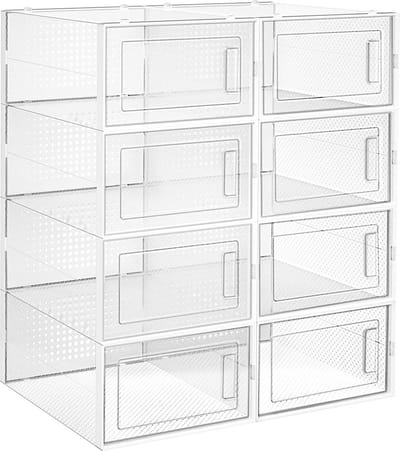 Schoenenbox Set 8 Delig Opbergdozen 33,3x23x14 Cm Transparant Stapelbaar Ontwerp Ruimtebesparend Geschikt Voor Schoenen Tot EU Maat 45,5 Garderobe Hal Voorraadkast