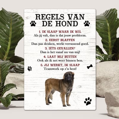Spreuken - Leonberger - Regels Van De Hond - Spreuken Bordjes - Spreukenbord - Tekstborden - Cadeau - Hondenras