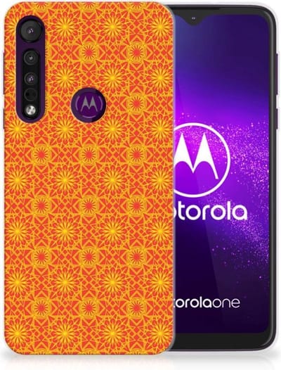 Motorola One Macro TPU bumper Batik Oranje