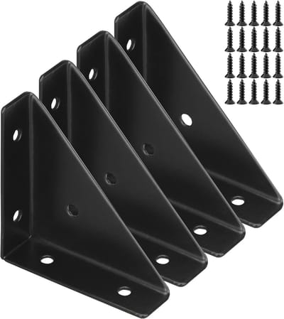 4-delige koudgewalste stalen, zware driehoekige beugel - trapeziumvormige hoekbeugel - tafelbladbevestiging voor bed - zwart