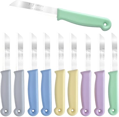 Solingen Schilmesje – RVS Glad – 18,5 cm met Blade Cover – Pastelkleuren Mix – 10 stuks