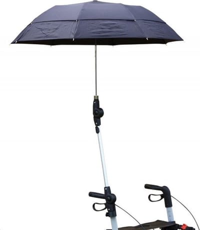 Mobilex Paraplu met houder - Voor Leopard, Gepard en Lion - eventueel andere rollators met platte buis - Zwart