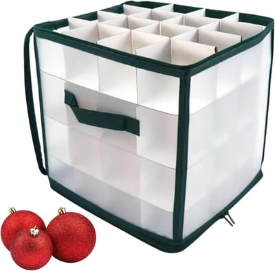 Kerstdecoratie Opberger - Kerstballen Doos - Veilig Opbergen - 64 Vakken - 30x30x30cm - Groen