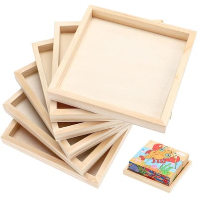 6 Stuks Houten Dienbladen Zeshoekig Schilderen Speciale Opbergdienbladen Blokken Puzzeldienbladen Houten Paneelborden Kinderspeelgoed Knutselbenodigdheden beige