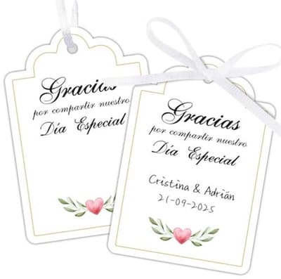 Bedankjes voor Bruiloft en Doop - 50 Papieren Cadeaulabels