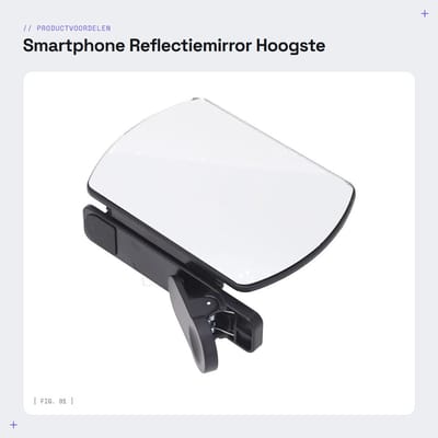 Dailygoods- Reflectiemirror Hoog Transparant - Smartphone Houder - Flip Spiegel - Glas - 11.5 x 8 cm - Inclusief Opbergtas - Fotospiegel