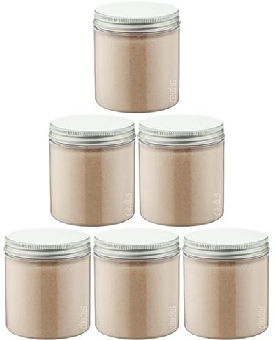 Scrubzout Amandel - 300 gram - Pot met aluminium deksel - set van 6 stuks - Hydraterende Lichaamsscrub