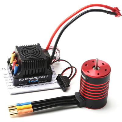 GTSKYTENRC 3650 borstelloze motor 3100KV waterdichte motor 60A ESC T-stekker voor 1/10 RC auto vrachtwagen 3100KV