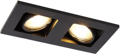 QAZQA qure - Moderne Inbouwspot - 2 lichts - L 19 cm - Zwart - Woonkamer | Slaapkamer | Keuken