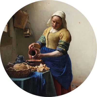 Muurcirkel Het Melkmeisje - buiten en binnen - oude meesters - tuinposter- tuindecoratie - Ø 50 cm