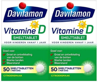 Davitamon Vitamine D Kind - 2 x 50 smelttabletten - Voordeelverpakking