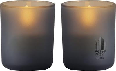 Uyuni Led kaars in Glas - 2 stuks - Grijs - 6 cm x 7 cm