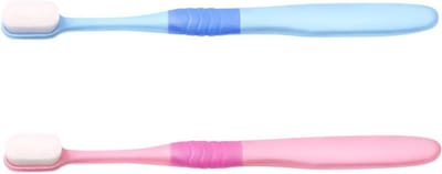 Tandenborstels - Mondverzorging Hulpmiddel - Dagelijkse Mondhygiëne - Ultrazachte Fijne Borstels - 18 cm - Blauw en Roze