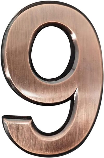 Huisnummer 9 - Adressticker Deur - Huis Aanduiding - 3D Boogontwerp - 39 inch - Brons