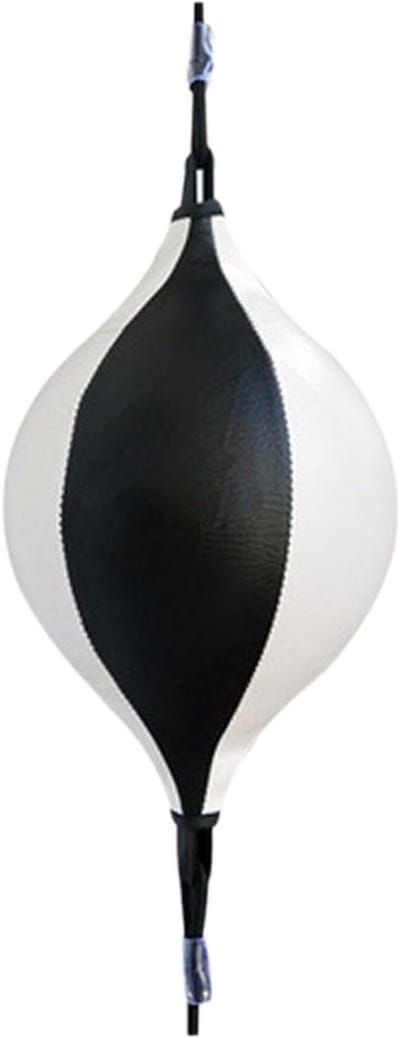 Dubbele Bokszak - Trainingsbal Snelheid - Coördinatie Verbeteren - Versterkt Elastisch Touw - 40 cm Breed - Wit Zwart