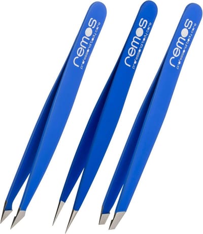 3-delige Pincet set voor wenkbrauwen, splinters en combinatie - Donkerblauw
