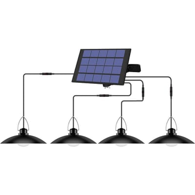Hanglamp op zonne-energie met verstelbaar paneel Automatische AAN/UIT-verlichtingssensor IP65 Waterbestendig 4-head warme witte kleur