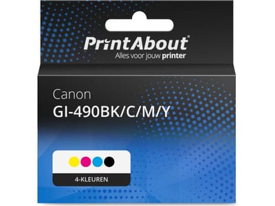 PrintAbout huismerk Inktcartridge GI-490BK/C/M/Y 4-kleuren Multipack Geschikt voor Canon
