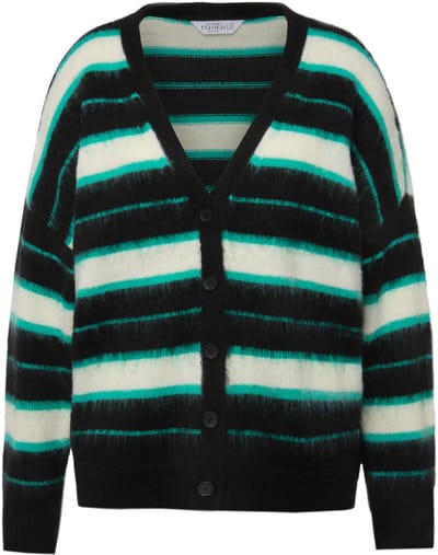 Studio Untold - Dames - Cardigan oversized strepen V-hals - Turkoois - Maat 46+