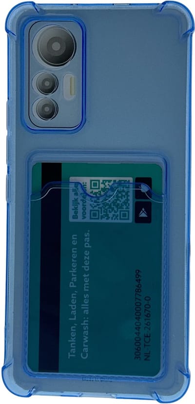 Schokbestendig TPU Hoes Kaarthouder Geschikt voor: Xiaomi Redmi 10 2022 - Blauw - Hoesje met Achterkant Pasjeshouder