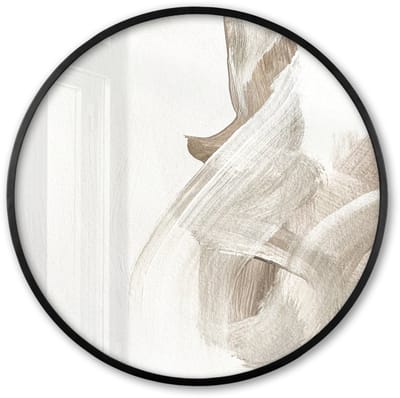 Poster in lijst Rond - Fotolijst 60x60 cm - Posters - Abstract - Moderne kunst - Beige - Ronde posterlijst zwart - Decoratie - Wanddecoratie woonkamer - Muurdecoratie slaapkamer