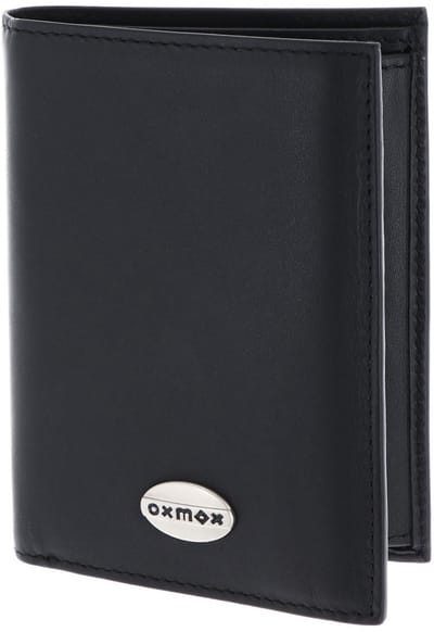 oxmox Leren portemonnee Leather Kombibörse Pure Metal Round Black zwart