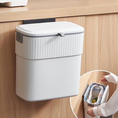 Ophangbare Prullenbak met Deksel voor Keuken, Onder Gootsteen en Badkamer - Compact en Duurzaam