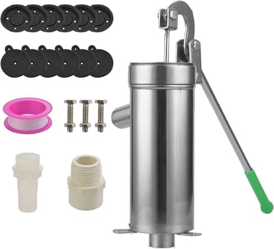 Handmatige Bronpomp - Waterpomp Put - Water Oppompen - Roestvrij Staal - 1500g Gewicht - Zilverkleurig
