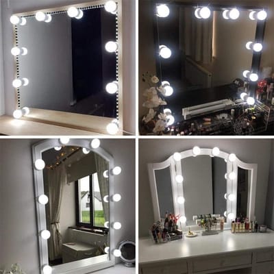 Make-up Spiegel - Spiegel Hollywood-stijl Led-spiegellampen 10 stuks dimbaar 6000 K make-up licht kaptafel-lamp cosmeticaspiegel- / badkamerspiegel